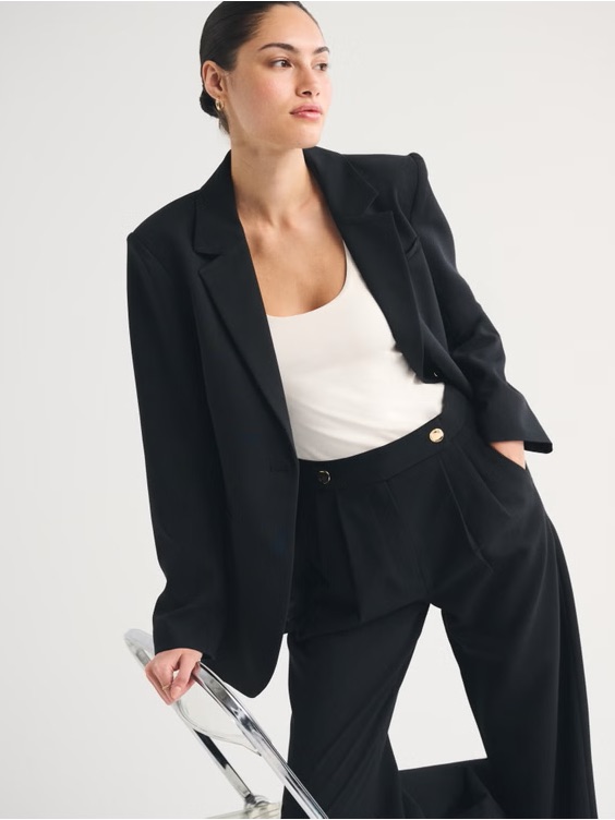 Abercrombie & Fitch Black Single-Button Blazer